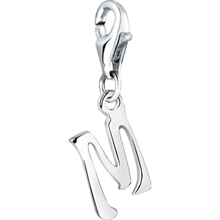 Nenalina Buchstabe M Karabiner Charm Anhänger aus 925 Sterling Silber für Bettelarmband, vielseitig einsetzbar, Geschenkidee für Frauen