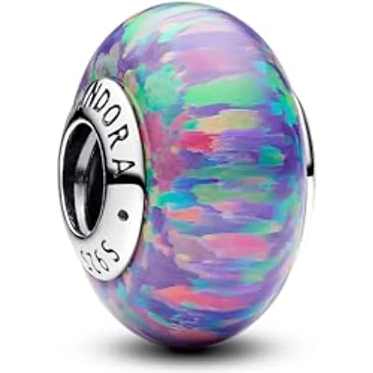 PANDORA Moments Leuchtendes violettes Charmaus, Sterling Silber Bead mit Opal-Akzenten, kompatibel mit Moments Armbändern, 791691C05