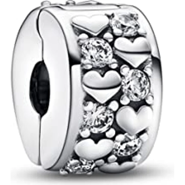 PANDORA Unendlichkeit Herzen Clip-Charm aus Sterling Silber mit Zirkonia, kompatibel mit PANDORA Moments Armbändern – Bild 1
