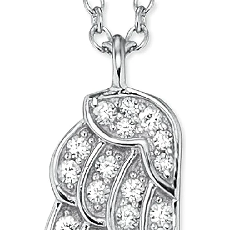 Engelsrufer Flügel Kette mit Anhänger für Damen, 925er Sterlingsilber rhodiniert, 28 weiße Zirkonia, Länge 40 cm + 4 cm – Bild 2