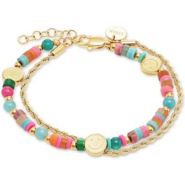 Guido Maria Kretschmer Jewelry GMK Collection Damen-Armband Edelstahl mit 6 Achat-Steinen, One Size, Gelbgold, Artikelnummer 32026666