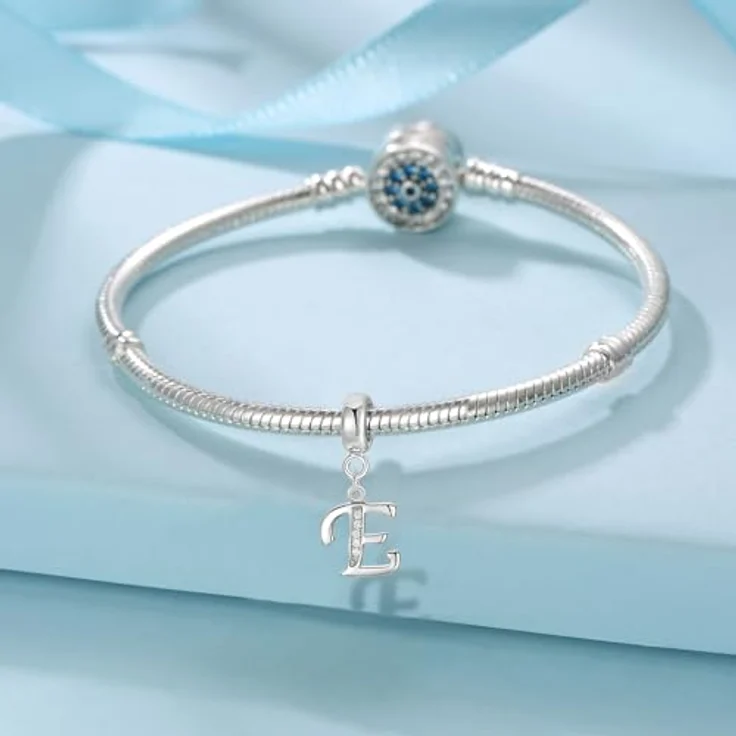 XWN Buchstabe Charm Anhänger Alphabet A-Z, 925 Sterling Silber mit kubischem Zirkon, passend für Pandora Armband und Halskette – Bild 2