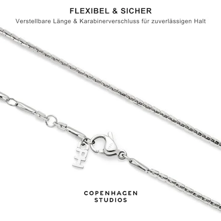 Copenhagen Studios Damen-Fußkette aus Edelstahl, 27 cm, Silber mit Karabinerverschluss und CPH-Logo-Anhänger – Bild 4