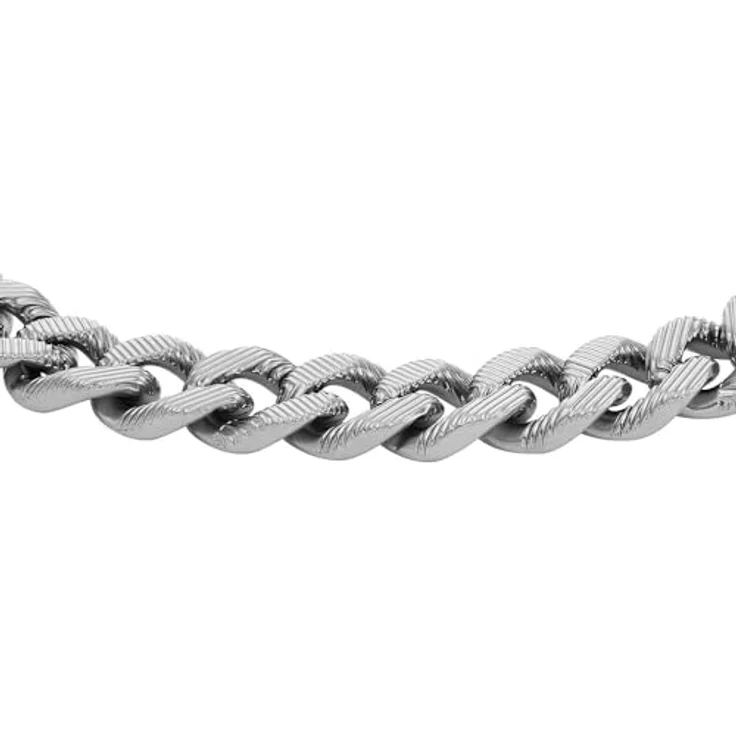 Fossil Herrenarmband Harlow Linear Texture Chain, Edelstahl in Silber mit Hummerschließe – Bild 2