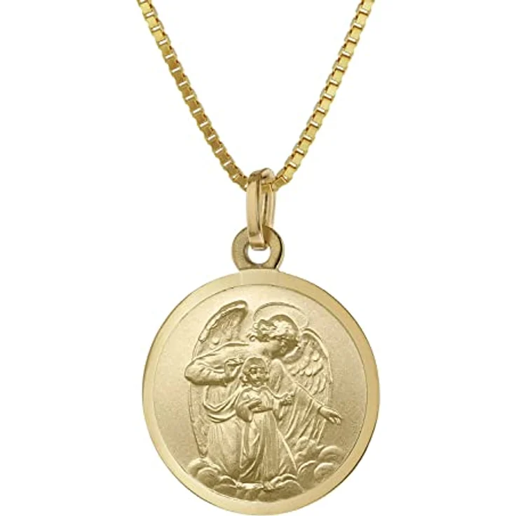 trendor Schutzengel Anhänger Ø 18 mm Gold 333 an goldplattierter Venezianerkette, elegantes Schmuckstück für Damen und Herren, 45 cm, hochwertige Geschenkidee – Bild 1