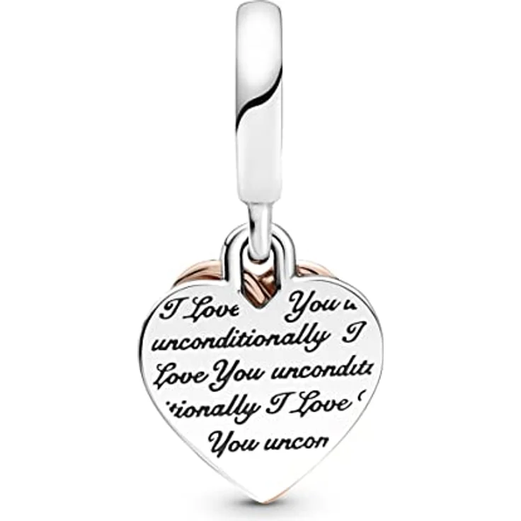 PANDORA ROSE Charm-Anhänger Verschlungene Herzen, Silber mit 14k rosévergoldet, Zirkonia, Gravur „I Love You Unconditionally“ – Bild 2