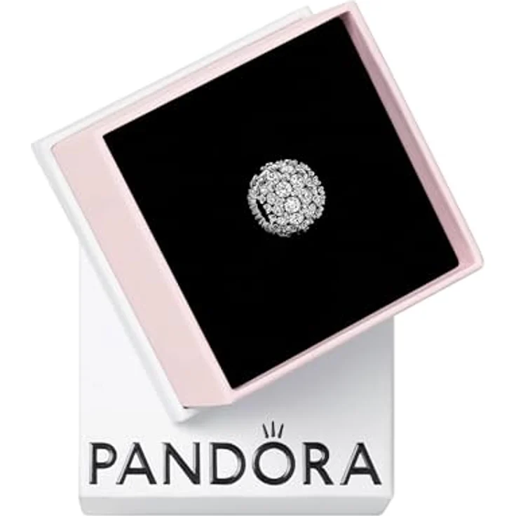 PANDORA Timeless Funkelndes Rundes Pavé-Charm mit 88 Zirkonia, Sterling-Silber, kompatibel mit Moments Armbändern, 792630C01 – Bild 1