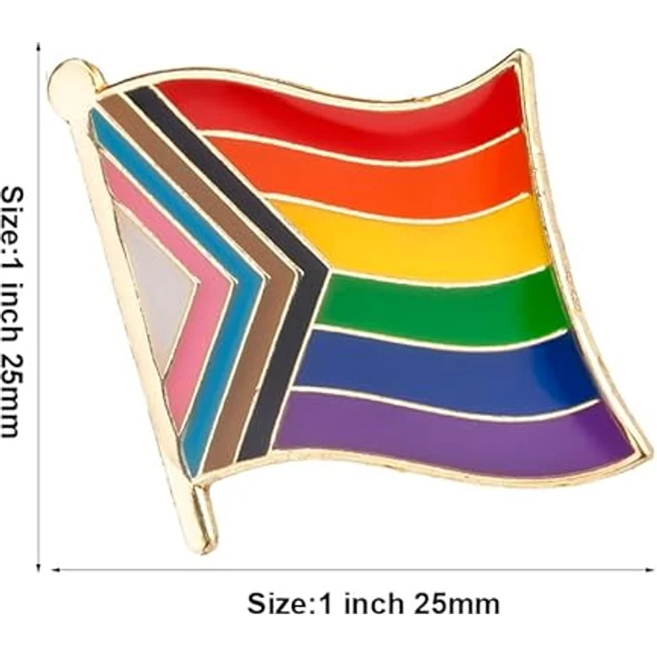 Sinwinkori Progress Pride Flag Metallabzeichen, 3-teiliges Anstecknadel-Set aus hochwertigem Metall und Emaille, 25 x 25 mm – Bild 3