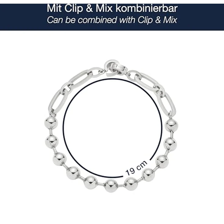 JEWELS BY LEONARDO Armband Dotty, silberfarbenes Edelstahl mit Kugeln und stilvollen Stegen, 19 cm, Schmuck Geschenk für Frauen, 024924 – Bild 3