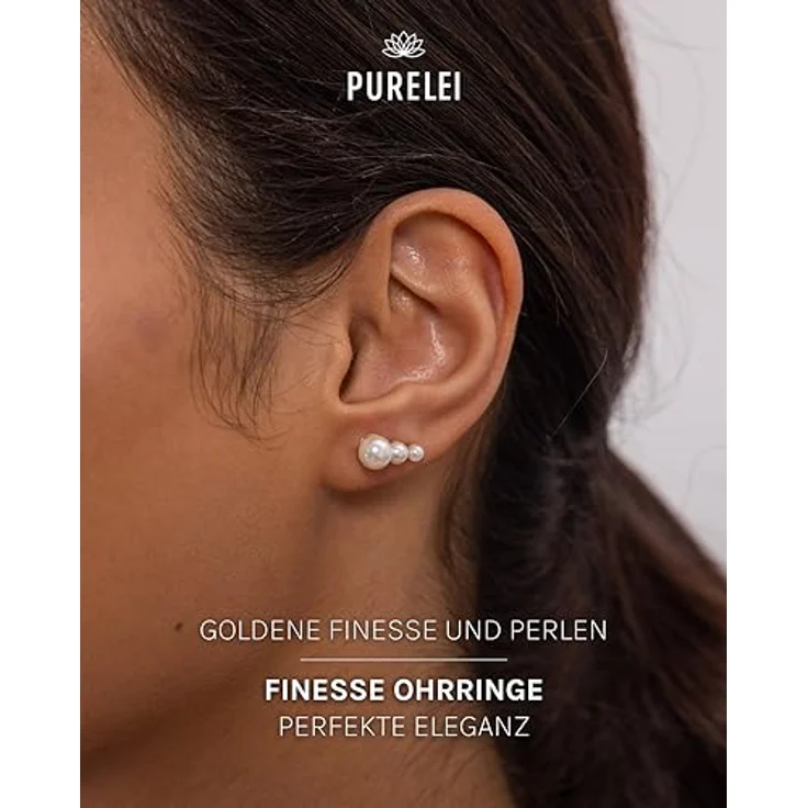 Purelei Finesse Ohrringe (Gold) – Wasserfeste Damenohrringe aus Edelstahl mit eleganten Perlen – Modeschmuck inspiriert von Hawaii – Bild 2