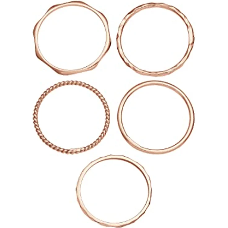 Elli Damen Ring Set Stacking Minimal Trend Blogger Basic, 925 Sterling Silber, anlaufgeschützt, handgefertigt – Bild 3