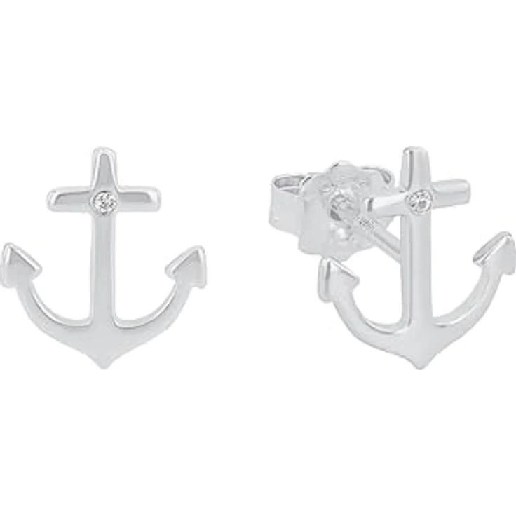 s.Oliver Anker-Ohrringe für Damen, Zirkonia / 925 Sterling Silber, Rhodiniert, 11x10 mm – Bild 1
