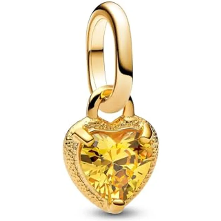 PANDORA ME Herz Mini-Charm-Anhänger, 14 Karat vergoldetes Sterling Silber mit Zirkonia, kompatibel mit ME und Moments Kollektion, 763862C01