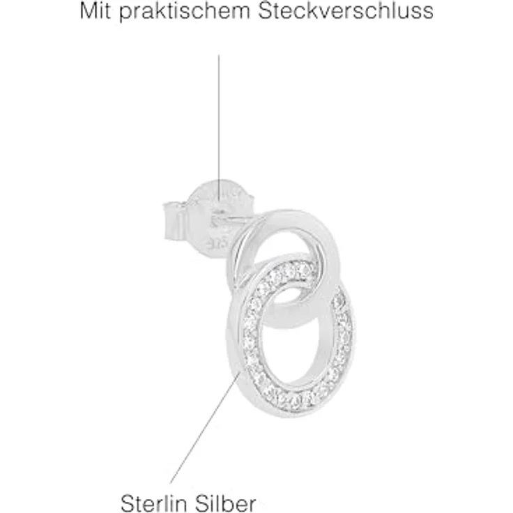 s.Oliver Paar Ohrstecker mit weißen Zirkonia, ineinander verschlungenes Design – Bild 4
