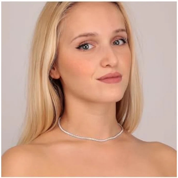 CHRIST Damen-Kette, 925er Silber recycelt, rhodiniert, Zirkonia, 34 cm mit 5 cm Verlängerung – Bild 4