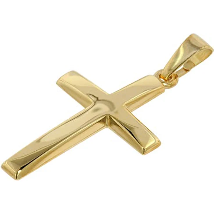 trendor Kreuz 21 mm Gold 585, goldplattierte Silberkette, 40 cm, elegantes Damen-Halskettenset mit Geschenkbox – Bild 2