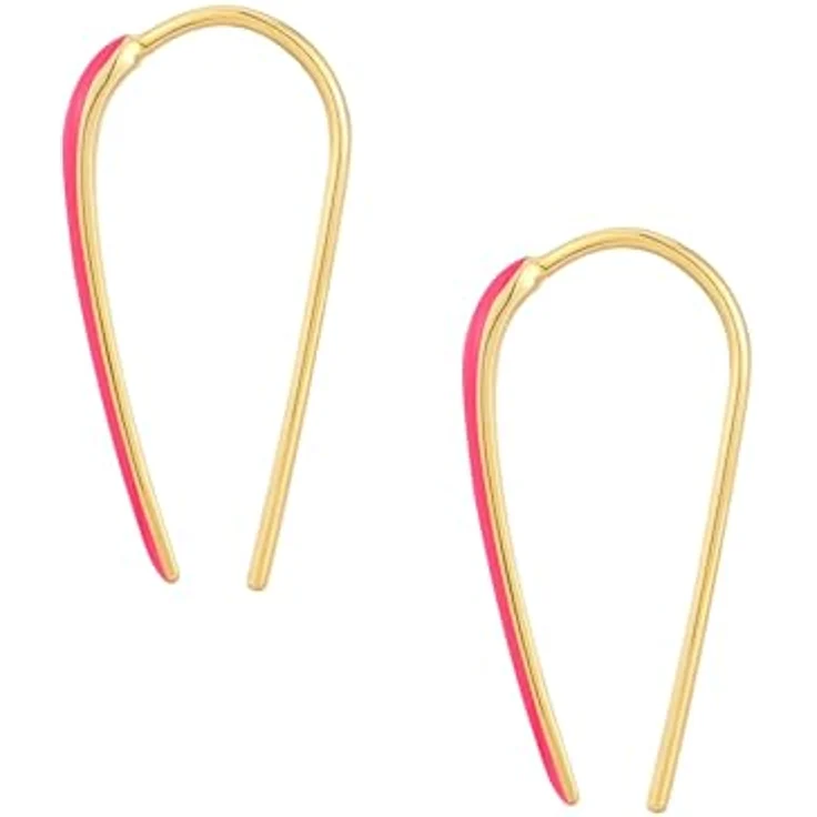 Glanzstücke München Damen Ohrhänger, 925/- Sterling Silber gelbvergoldet 14 Karat, Emaille pink, Durchzieher 28,7 mm – Bild 2