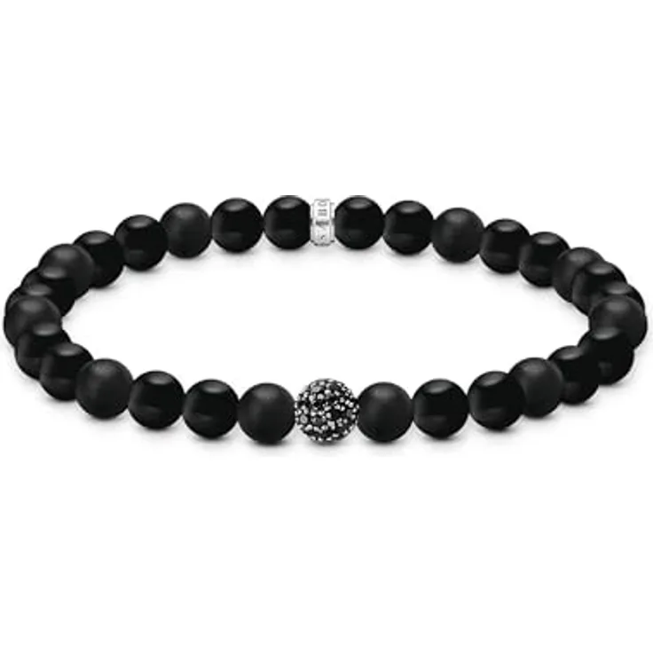 THOMAS SABO Bead-Armband Obsidian, recyceltes 925 Silber, geschwungen