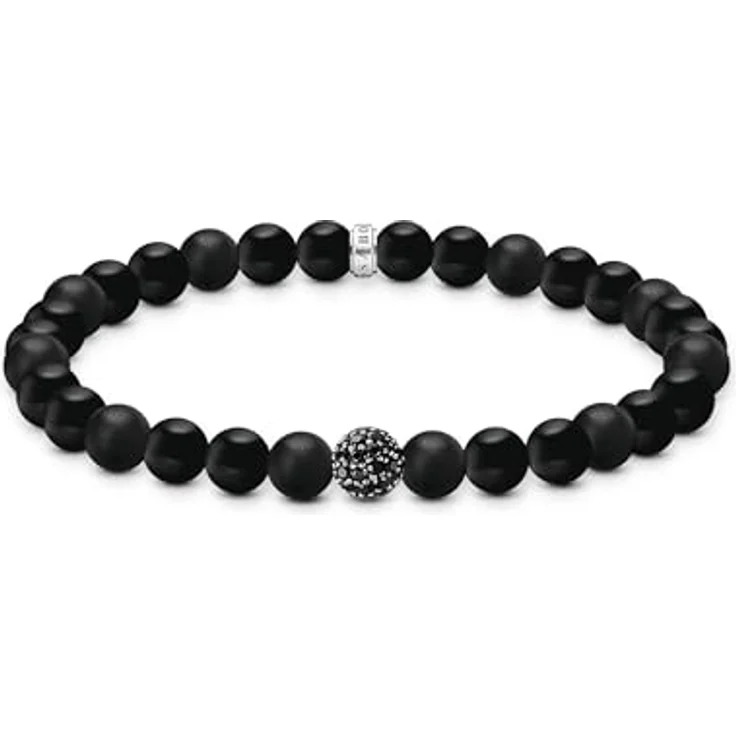 THOMAS SABO Bead-Armband Obsidian, recyceltes 925 Silber, geschwungen – Bild 1