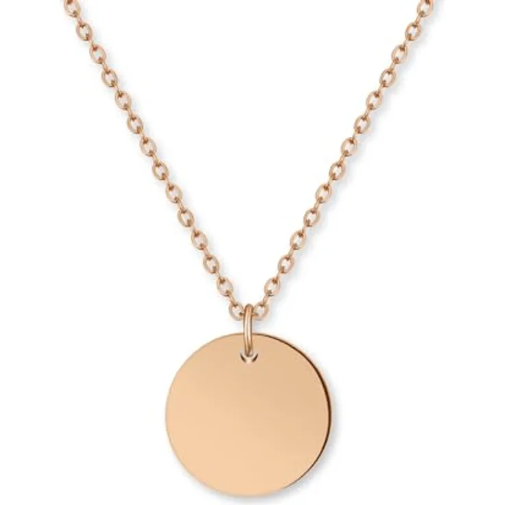 GD GOOD.designs Halskette Damen Roségold mit Coin Plättchen, wasserfest, Edelstahl, größenverstellbar 40+5cm