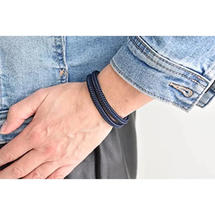 Galeara Noa Premio Segeltau Armband Geflochten, Dunkelblau-Schwarz mit Edelstahl Magnetverschluss, Damen Armband in verschiedenen Größen – Bild 4