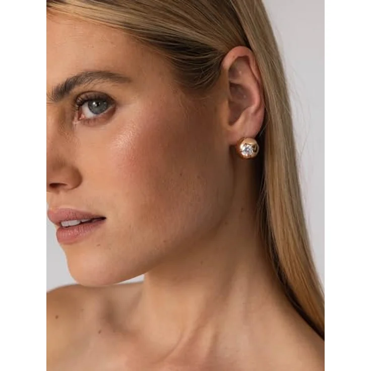 Purelei Resonance Glow Ohrringe – Trendige Kugel-Creolen mit 7 mm weißem Zirkonia, Edelstahl 18K rosévergoldet, 15,5 mm für Damen – Bild 2