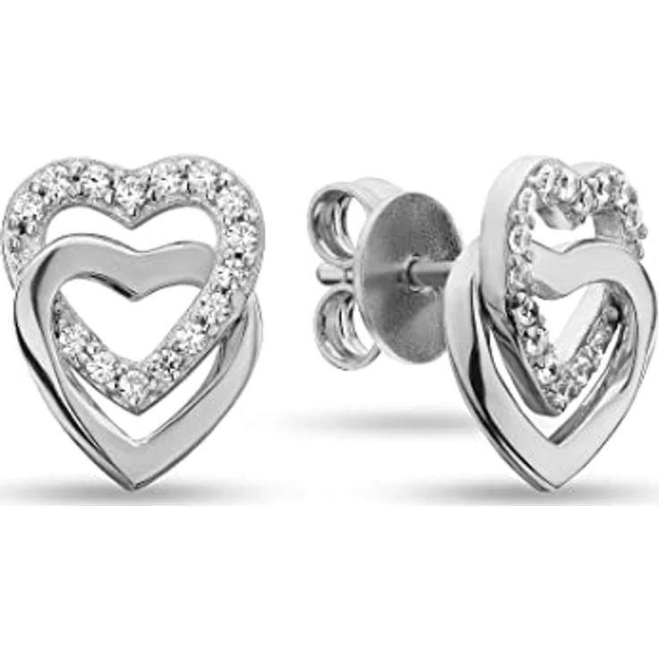 JETTE Damen-Ohrstecker 925er Silber mit 30 Zirkonia, 1,5 cm lang, eleganter Ohrschmuck in Geschenkbox – Bild 1
