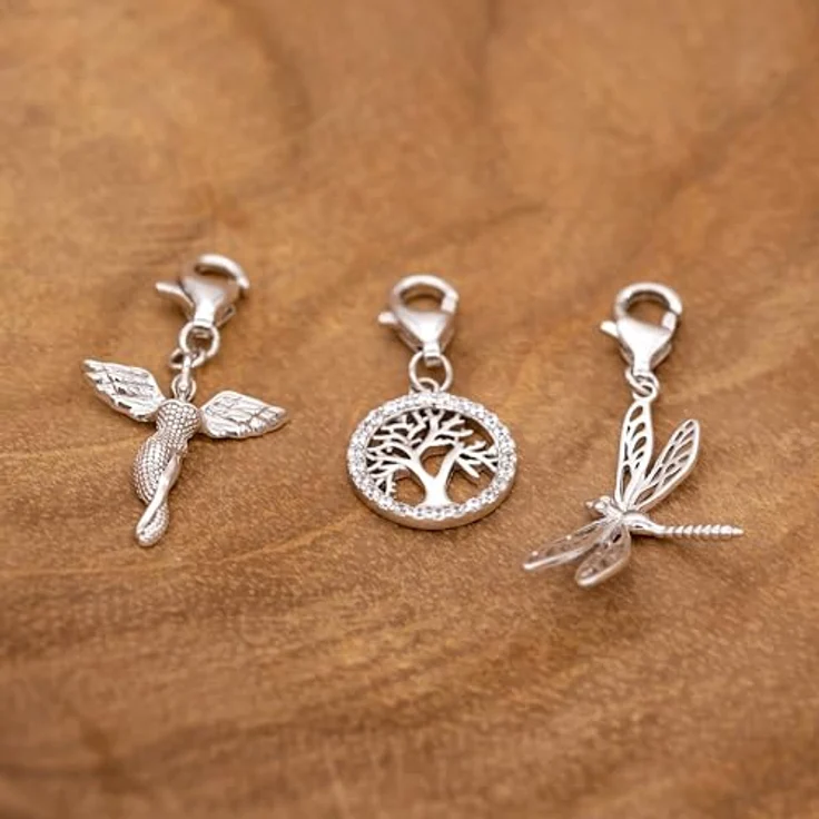 Engelsrufer Damen Charm Anhänger Schutzengel Symbol aus Sterling Silber, nickelfrei mit Karabinerverschluss, rhodiniert – Bild 3