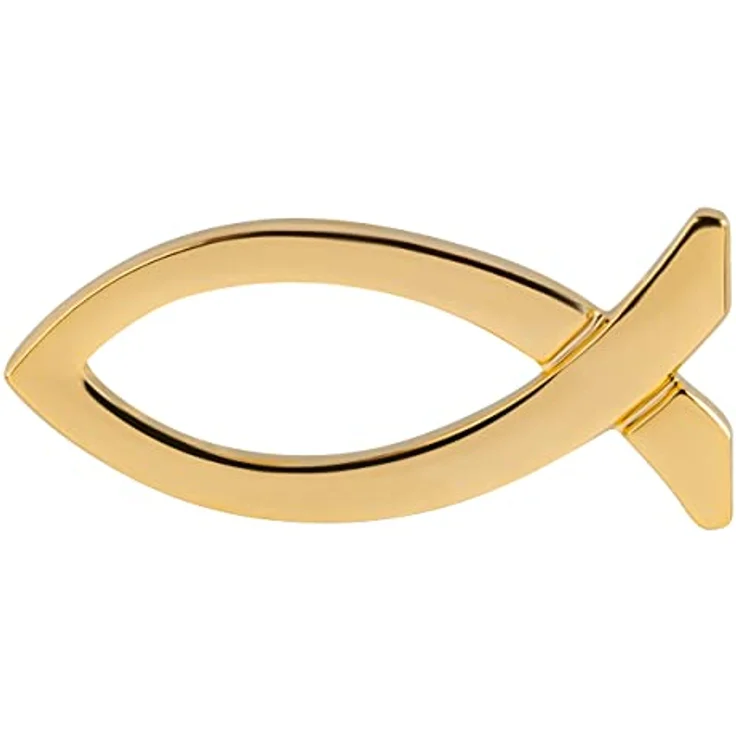MaMeMi Anstecknadel ICHTHYS Fisch, goldfarbene religiöse PIN – 2 cm, ideales Geschenk zur Taufe, Konfirmation, Kommunion auf schöner Trägerkarte – Bild 1