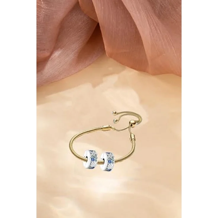 WEIMU Charms Stopper 925 Sterling Silber, Bead Charm Spacer in Blau, hypoallergen, geeignet für US und europäische Armbänder – Bild 4
