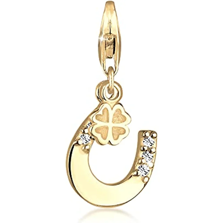 Nenalina Charm Anhänger Hufeisen, goldfarbener Karabiner aus 925 Sterling Silber für Bettelarmband, 0403790419 – Bild 2