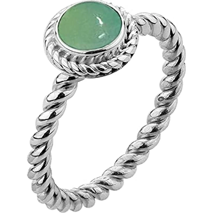 Nenalina Damenring Silber 925, Ring mit 6 mm grünem Achat Edelstein, Hochglanzpoliert – Bild 2