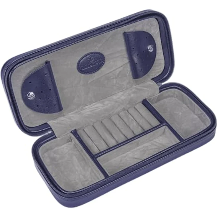 Windrose Charmbox Merino Moda, Schmuckkästchen aus feiner Lederoptik, dunkelblau, handgefertigt – Bild 4