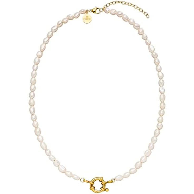 Purelei Pearl Charm Halskette – Elegante Kette mit Süßwasserperlen und Charm-Öse, Edelstahl 18K vergoldet (Gold) – Bild 1