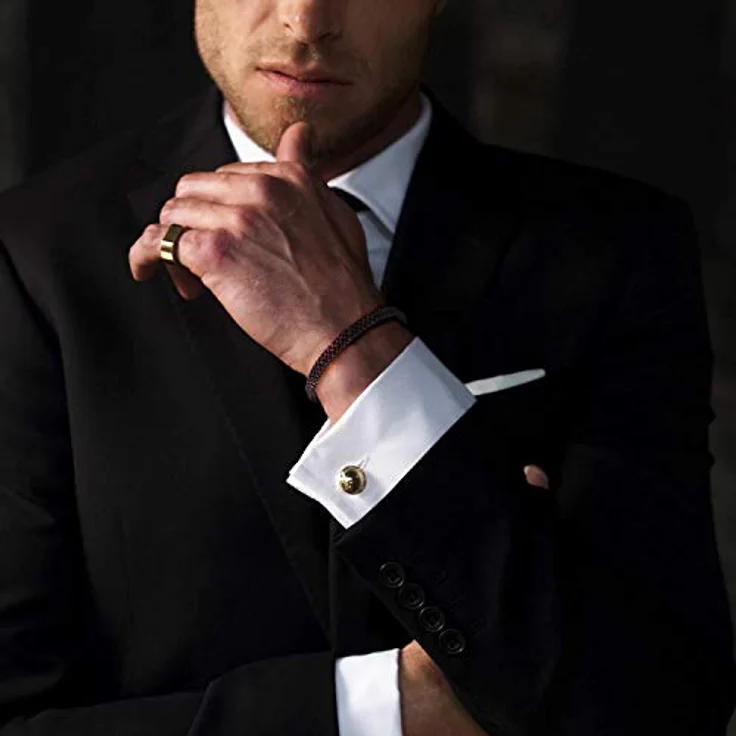 Casisto.J Herren Lederarmband, geflochten aus echtem Leder in Schwarz oder Braun, Edelstahlverschluss mit Gravur, magnetisch – Bild 5