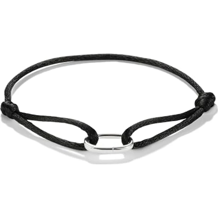 THOMAS SABO Textilarmband schwarz Connect Link aus 925 Sterling Silber, größenverstellbar und hautfreundliches Material, C1210-001-11-L24V – Bild 1