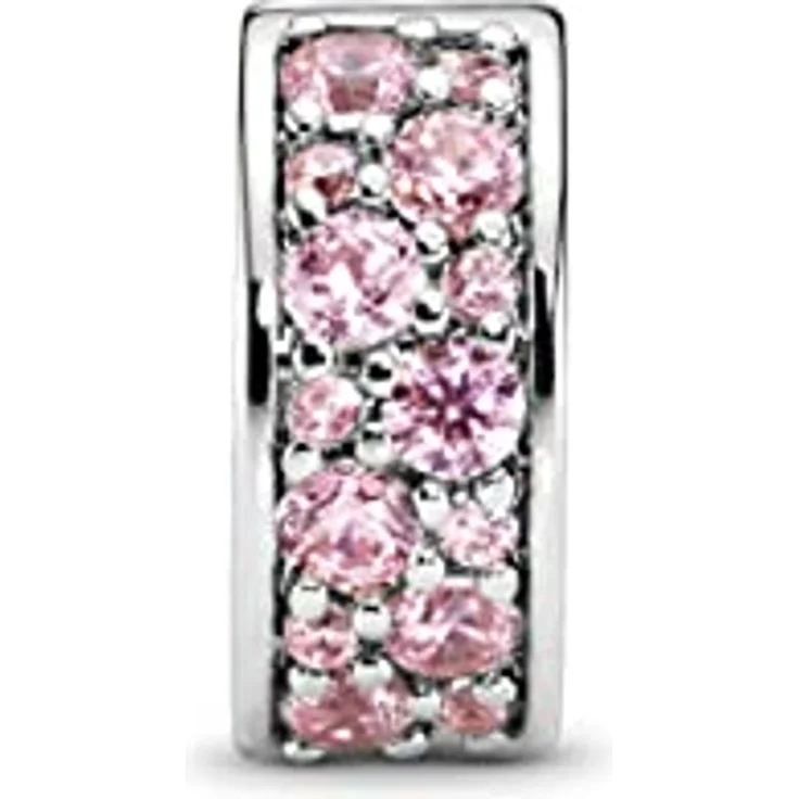 Pandora Charm-Einhänger 791817PCZ, Silber Clip mit rosa Steinen und Silikoneinlage – Bild 2