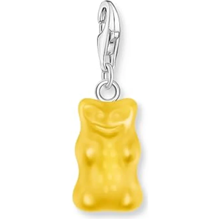 THOMAS SABO Charm-Goldbären-Anhänger, recyceltes Silber mit gelbem Kristallglas, HARIBO x THOMAS SABO Gravur – Bild 1
