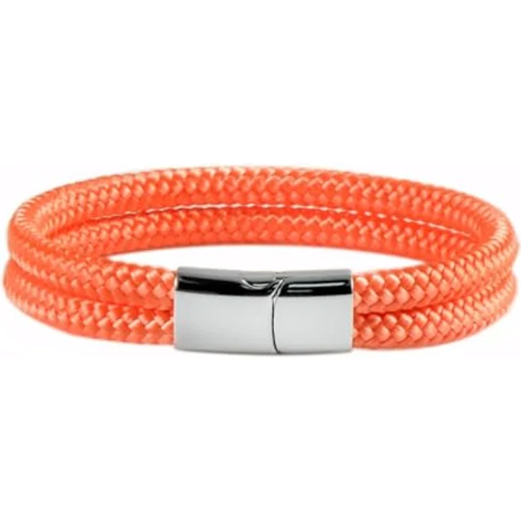 Galeara Noa Segeltau Armband Geflochten in Orange-Schwarz, Nautisch mit Edelstahl Magnetverschluss, Größe 215 mm – Bild 3