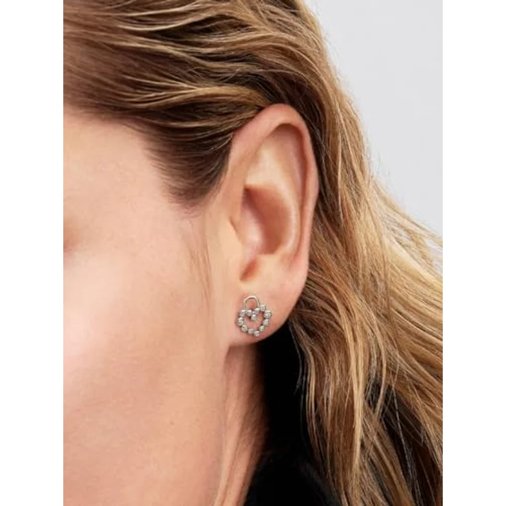 Pandora Damen-Ohrringe Funkelndes Herzschloss Ohrstecker, Silber mit Zirkonia und Liebesmotiv – Bild 4