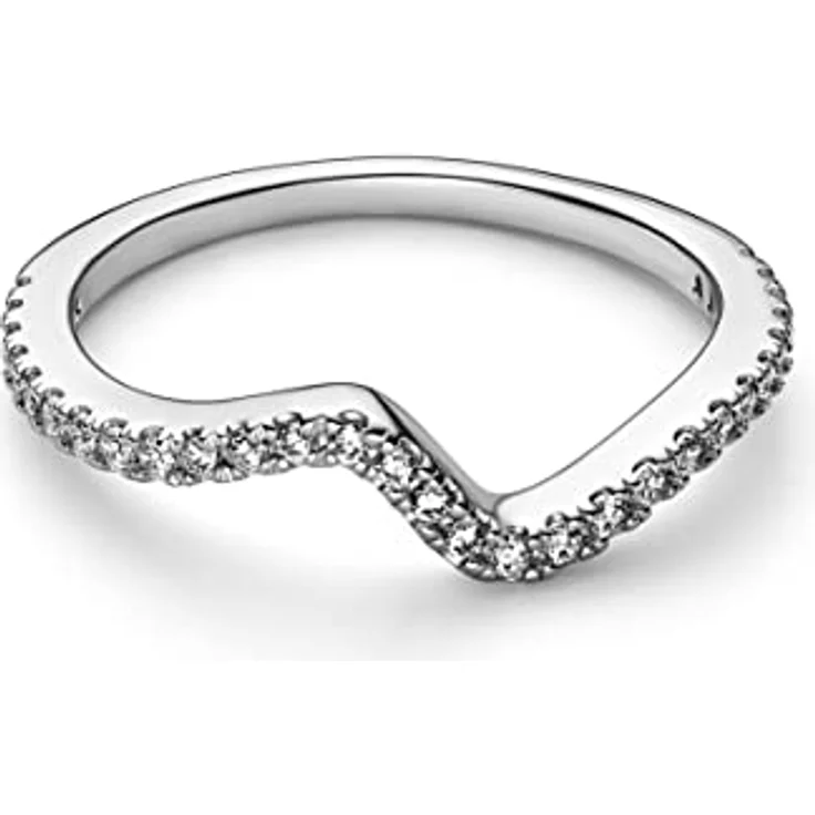 PANDORA Damenring Funkelnde Welle, Silber mit Zirkonia, V-Ring, Ringgröße 60/19,1 – Bild 3