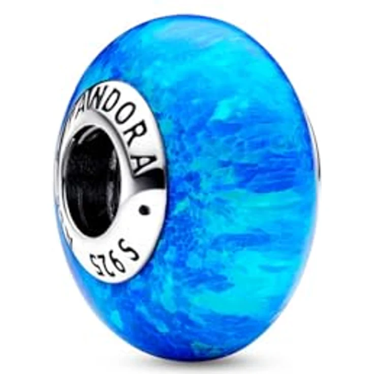 Pandora 791691C02 Bead-Charm Opalisierendes Ozeanblau aus synthetischem Opal in 925 Sterlingsilber, Größe 14 x 8 mm – Bild 1