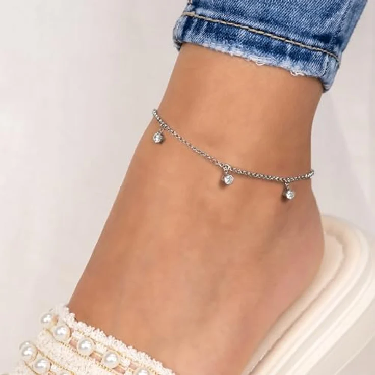 Engelsrufer Fußkette Shiny, Made in Germany - mit synthetischen Zirkonia, elegantes Design – Bild 2