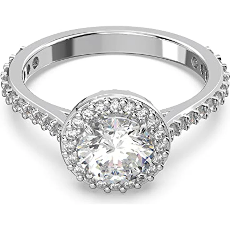 Swarovski Fingerring Constella 5642625, rhodiniertes Metall mit weißen Kristallen, Größe 50, Ringkopf ca. 9 mm – Bild 1