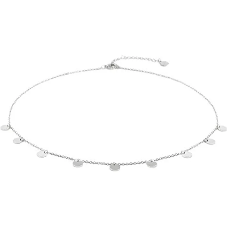 Happiness Boutique Damen Kette mit 9 Plättchen, Geometrischer Schmuck in Silberfarbe für jeden Anlass – Bild 3