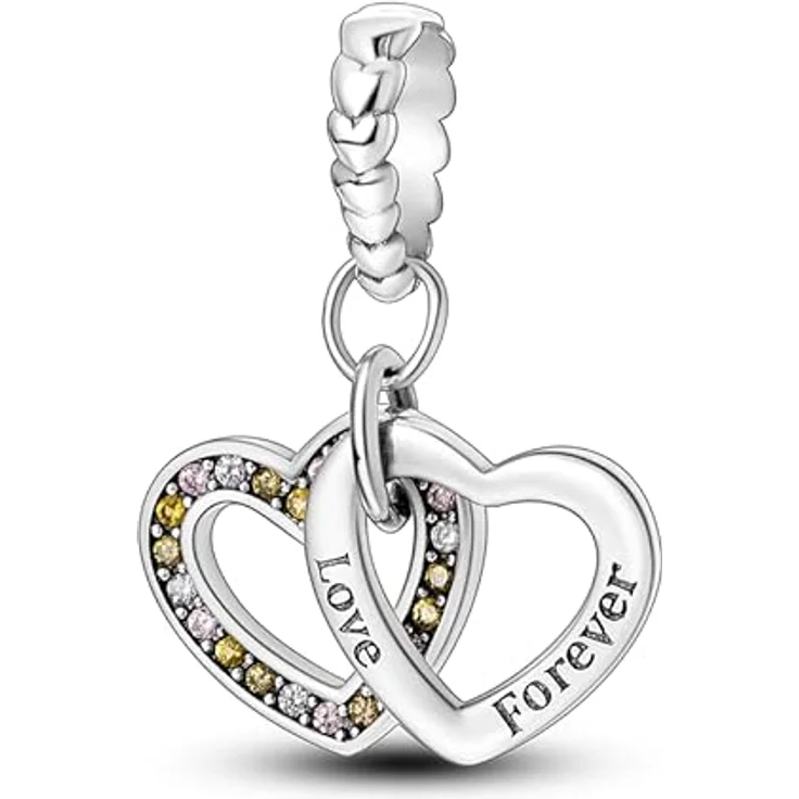 TINSLO Charm Anhänger Damen, 925 Sterling Silber mit Zirkonia-Steinen, kompatibel mit Pandora Armbändern und Halsketten, für Frauen und Mädchen B11 – Bild 1