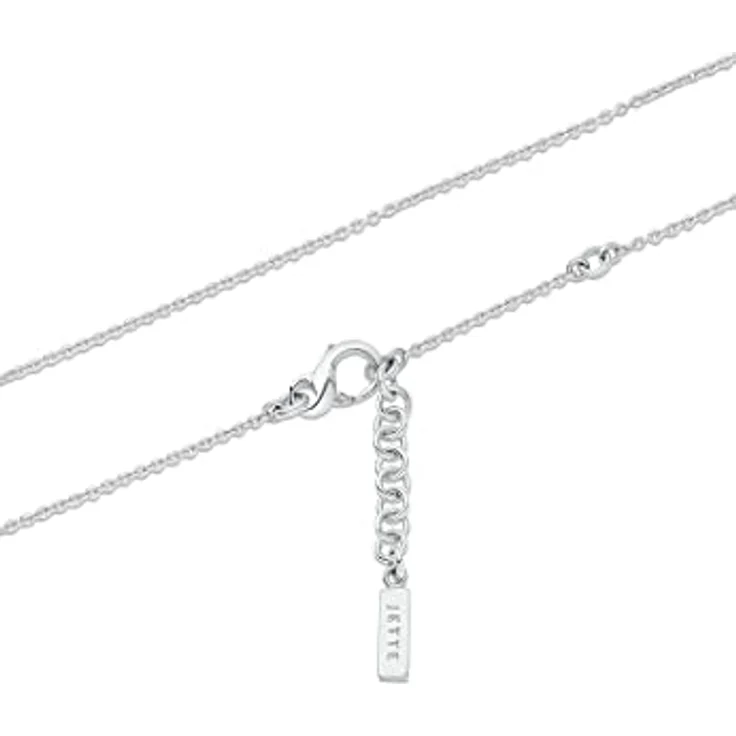JETTE TWISTED HEART, Silberkette aus 925er rhodiniertem Silber mit 8 Zirkonia, Herzanhänger, 45 cm mit 3 cm Verlängerung – Bild 3
