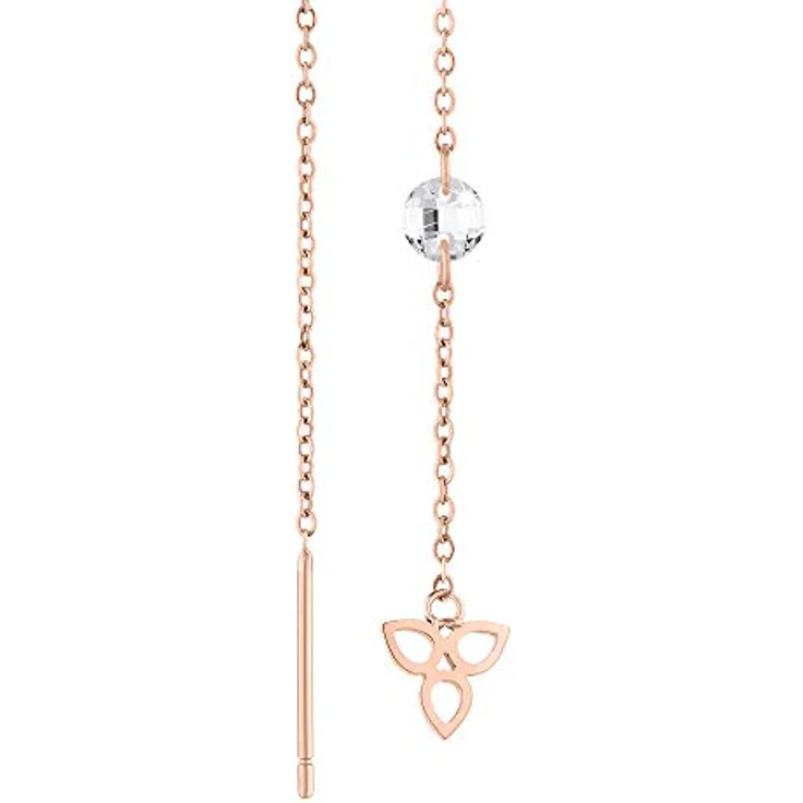 Tamaris Damen Ohrring TJ-0006-E-12, Roségold Edelstahl Ohrringe mit Blütenanhänger und Zirkoniastein, 11 cm – Bild 3