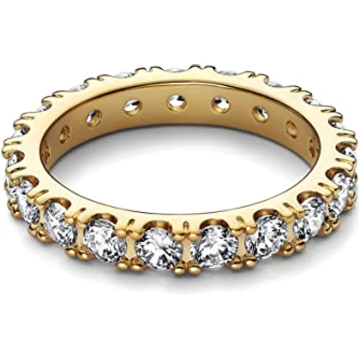 PANDORA Timeless Funkelnde Reihe Ewigkeits-Ring, 14 Karat vergoldete Metalllegierung mit klaren Cubic Zirkonia, Größe 52, 160050C01-52 – Bild 2