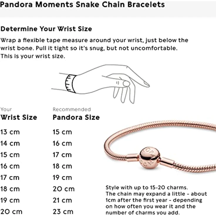 PANDORA Schlangen-Gliederarmband, rosévergoldet aus 14 Karat Roségold, Damen-Armband, 19 cm, Moments Collection – Bild 5